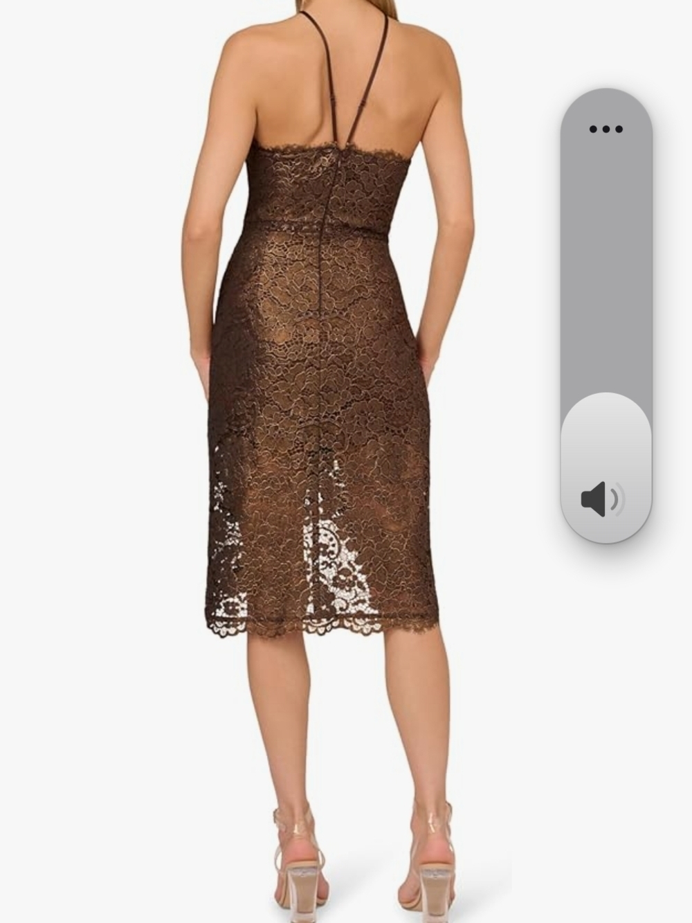 Adrianna Papell Brown Lace Midi Dress